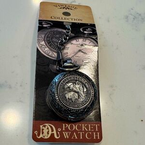 Silver Pocket Watch with Buffalo Design